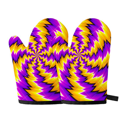 Yellow Vortex Moving Optical Illusion Oven Mitts
