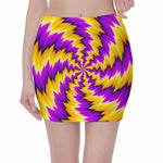 Yellow Vortex Moving Optical Illusion Pencil Mini Skirt