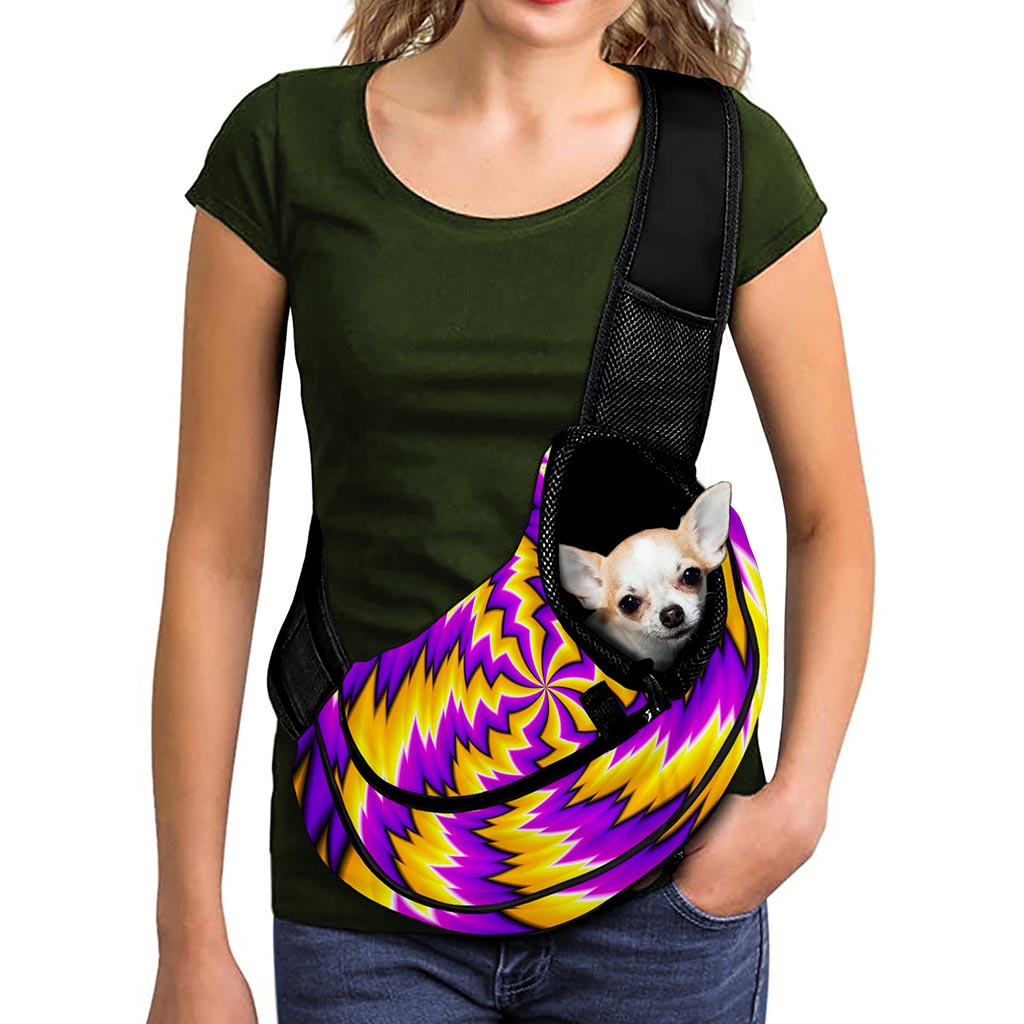 Yellow Vortex Moving Optical Illusion Pet Sling Carrier