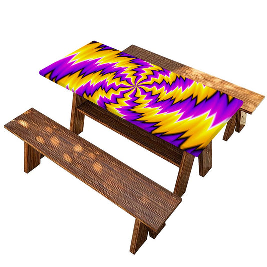 Yellow Vortex Moving Optical Illusion Picnic Table Cover