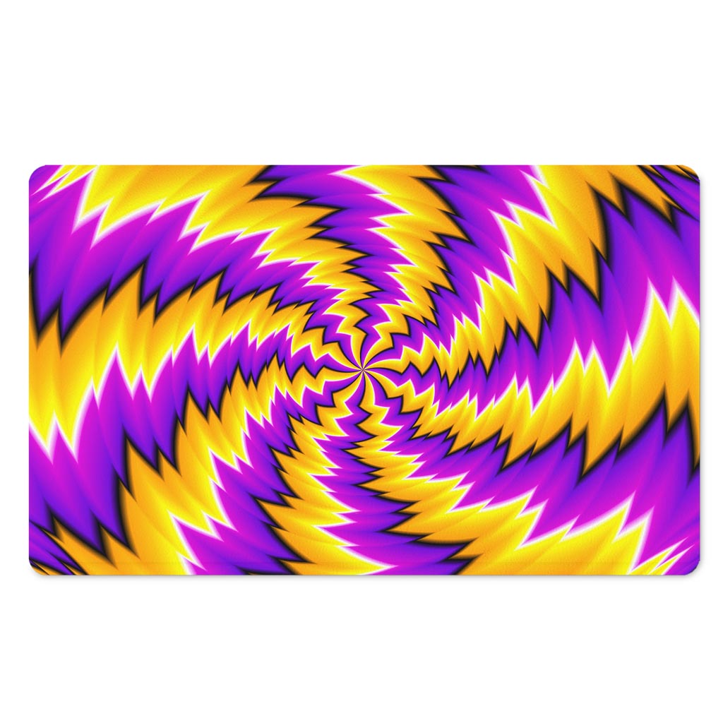 Yellow Vortex Moving Optical Illusion Polyester Doormat