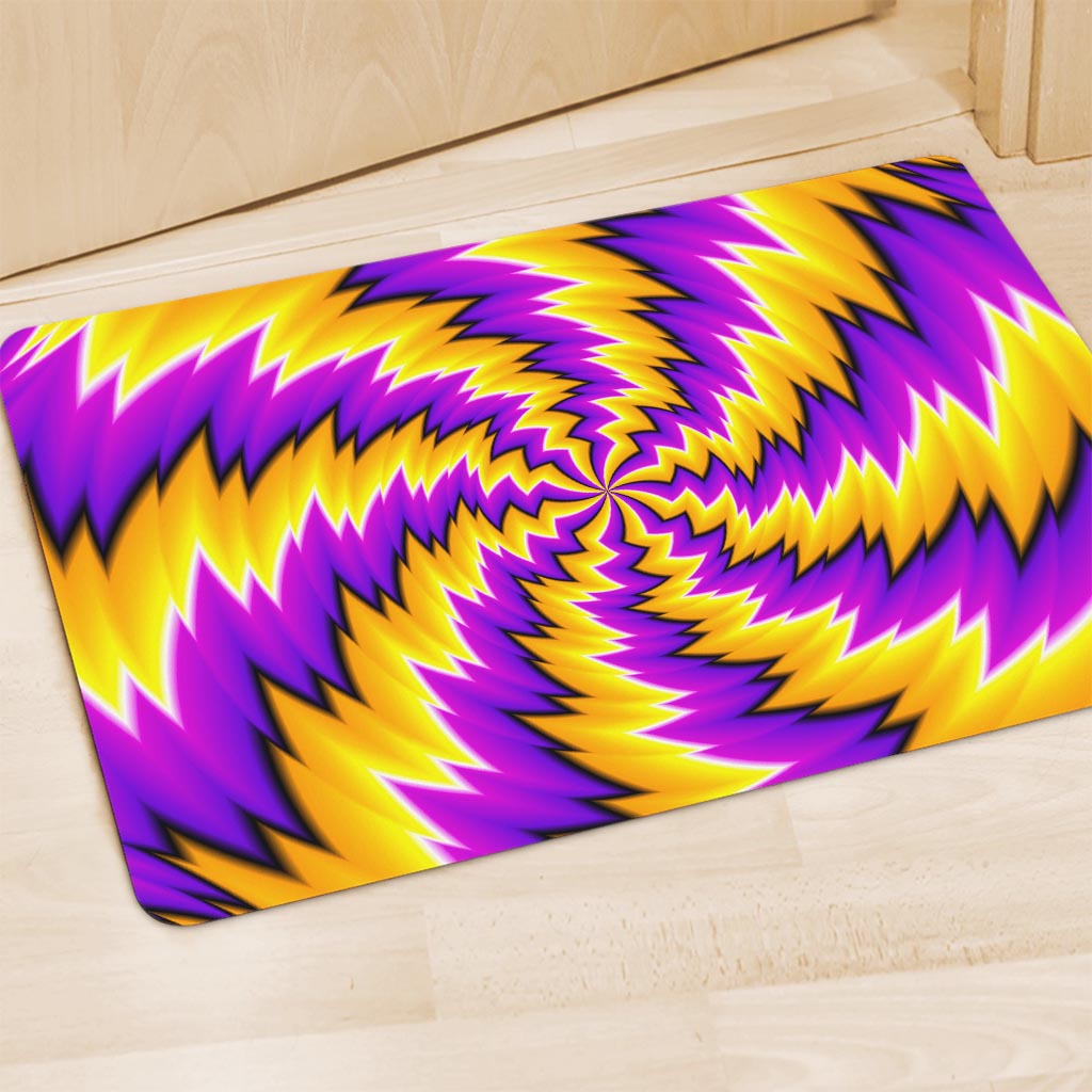 Yellow Vortex Moving Optical Illusion Polyester Doormat