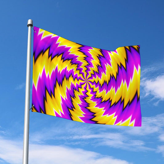Yellow Vortex Moving Optical Illusion Polyester Flag