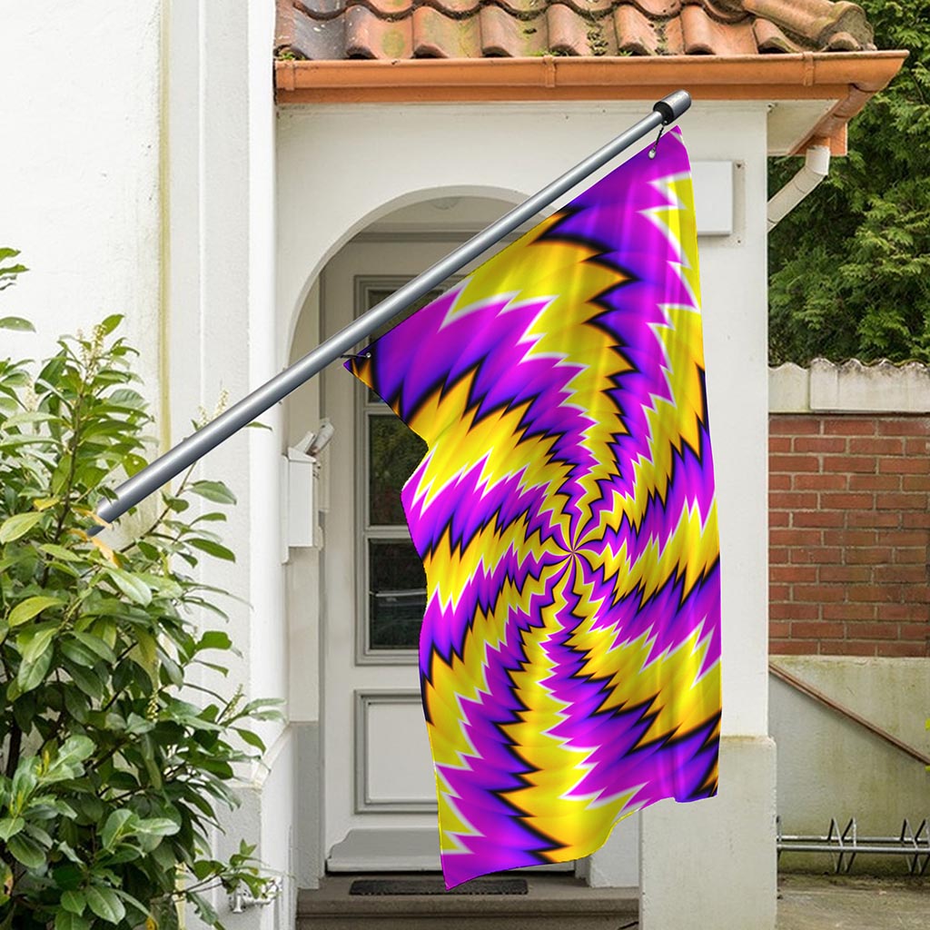 Yellow Vortex Moving Optical Illusion Polyester Flag