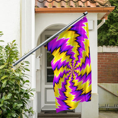 Yellow Vortex Moving Optical Illusion Polyester Flag