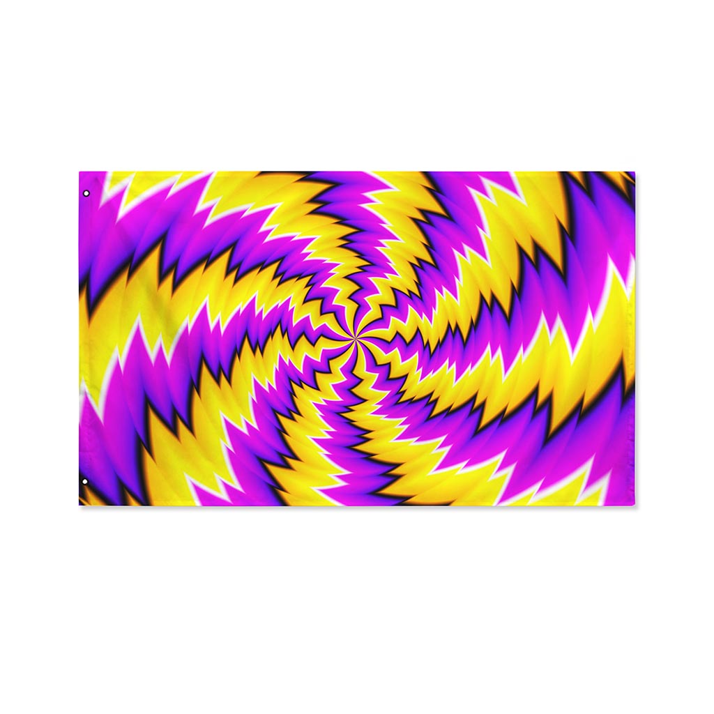 Yellow Vortex Moving Optical Illusion Polyester Flag