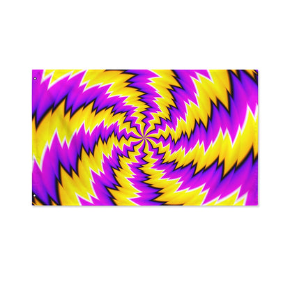 Yellow Vortex Moving Optical Illusion Polyester Flag