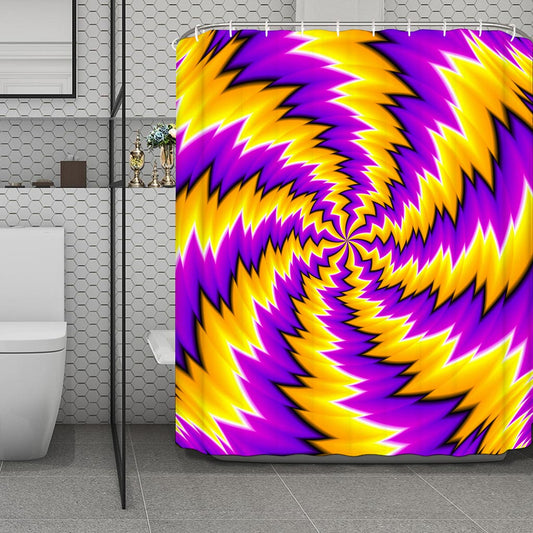 Yellow Vortex Moving Optical Illusion Polyester Shower Curtain