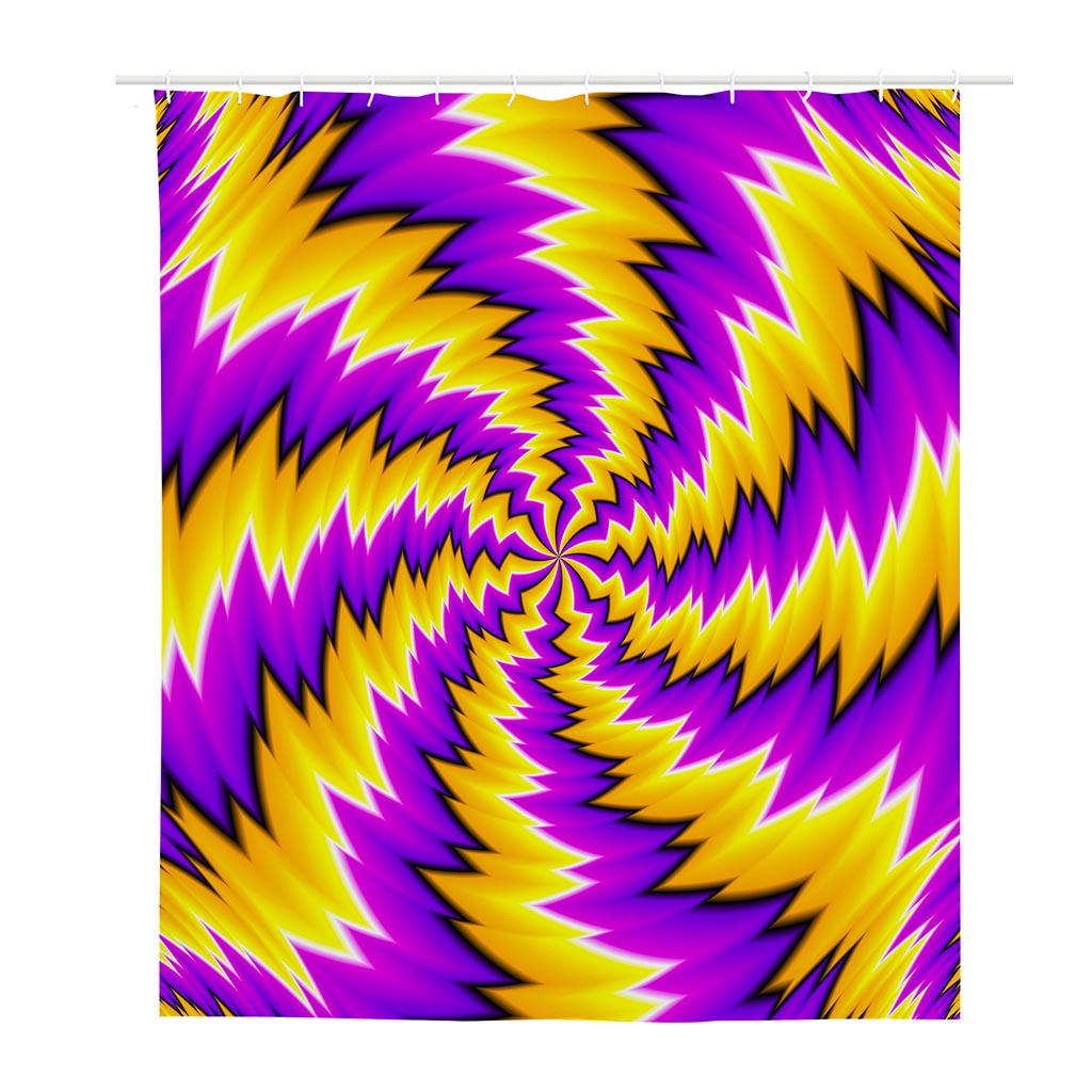 Yellow Vortex Moving Optical Illusion Polyester Shower Curtain