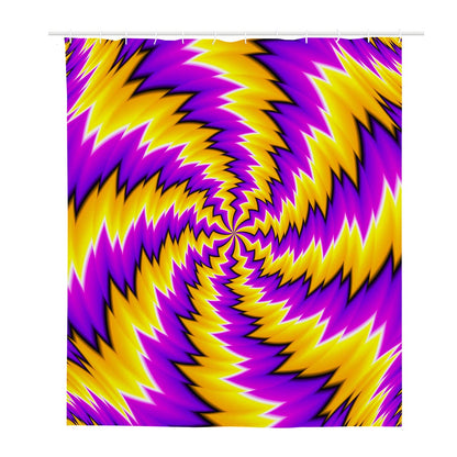 Yellow Vortex Moving Optical Illusion Polyester Shower Curtain
