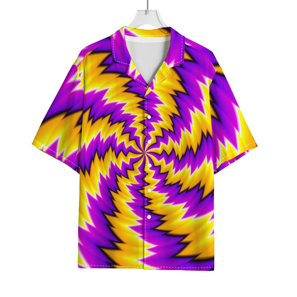 Yellow Vortex Moving Optical Illusion Rayon Hawaiian Shirt