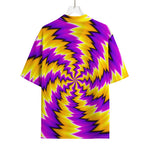 Yellow Vortex Moving Optical Illusion Rayon Hawaiian Shirt