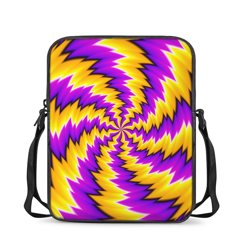 Yellow Vortex Moving Optical Illusion Rectangular Crossbody Bag