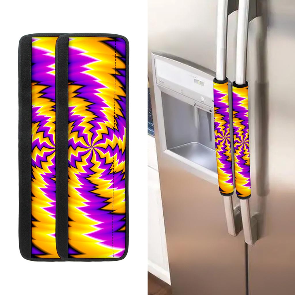 Yellow Vortex Moving Optical Illusion Refrigerator Handle Covers