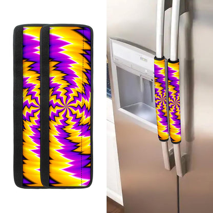 Yellow Vortex Moving Optical Illusion Refrigerator Handle Covers