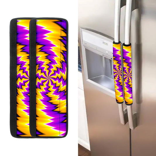 Yellow Vortex Moving Optical Illusion Refrigerator Handle Covers