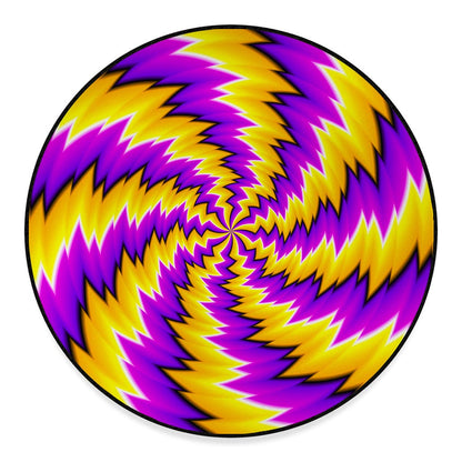 Yellow Vortex Moving Optical Illusion Round Floor Mat