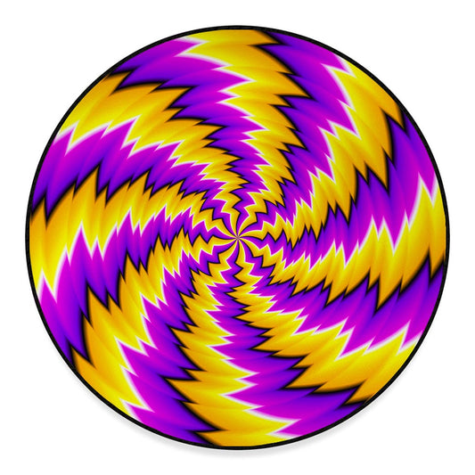 Yellow Vortex Moving Optical Illusion Round Floor Mat