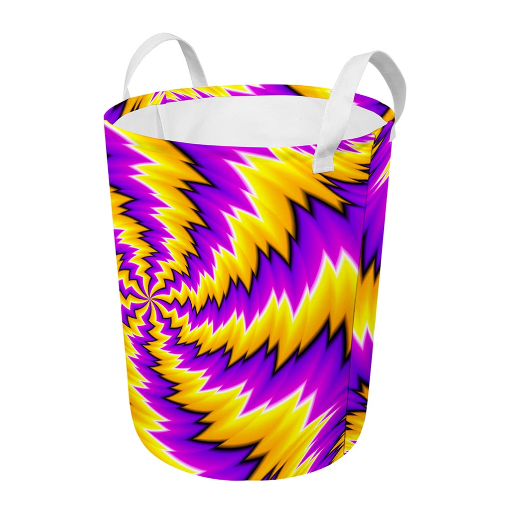 Yellow Vortex Moving Optical Illusion Round Laundry Basket