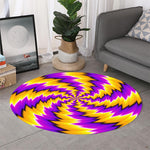 Yellow Vortex Moving Optical Illusion Round Rug