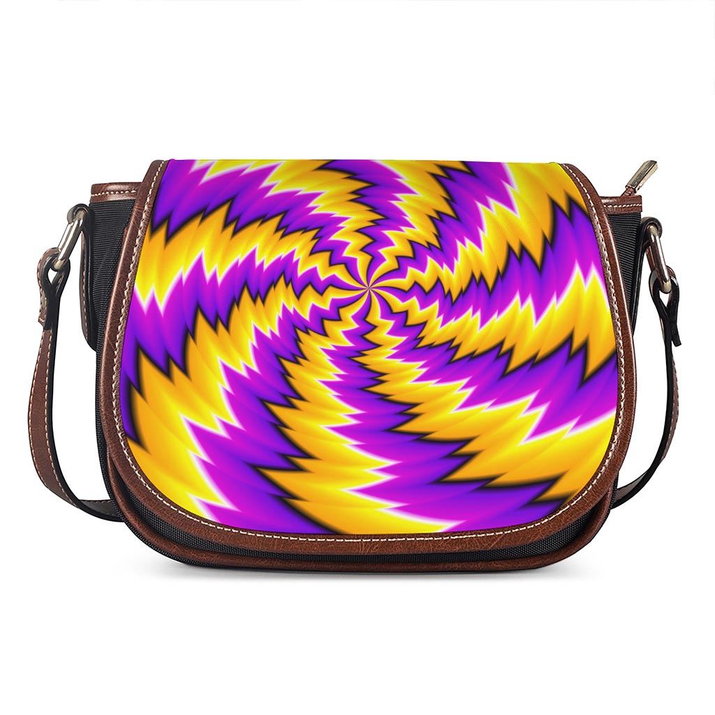 Yellow Vortex Moving Optical Illusion Saddle Bag