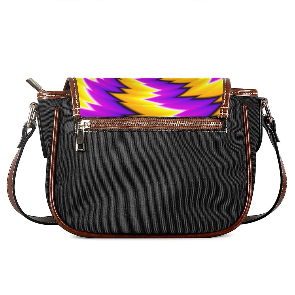Yellow Vortex Moving Optical Illusion Saddle Bag
