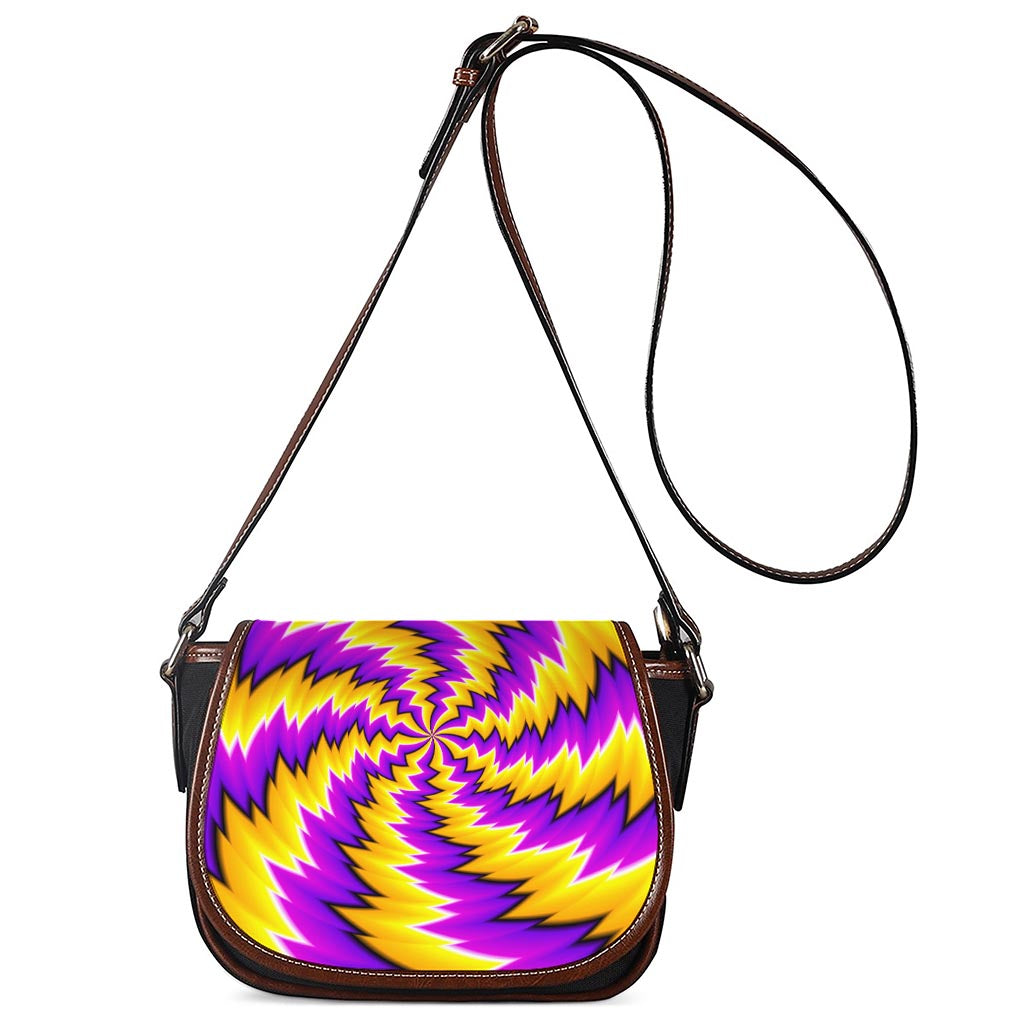 Yellow Vortex Moving Optical Illusion Saddle Bag