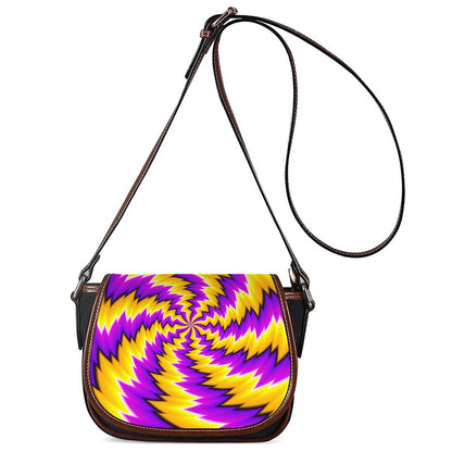 Yellow Vortex Moving Optical Illusion Saddle Bag