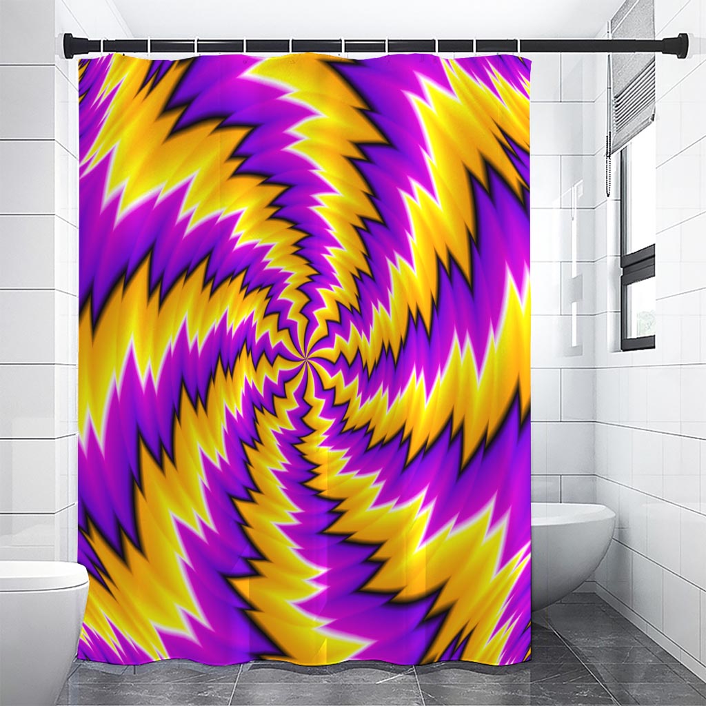 Yellow Vortex Moving Optical Illusion Shower Curtain