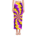 Yellow Vortex Moving Optical Illusion Side Slit Maxi Skirt