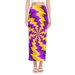 Yellow Vortex Moving Optical Illusion Side Slit Maxi Skirt