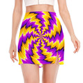 Yellow Vortex Moving Optical Illusion Side Slit Mini Skirt