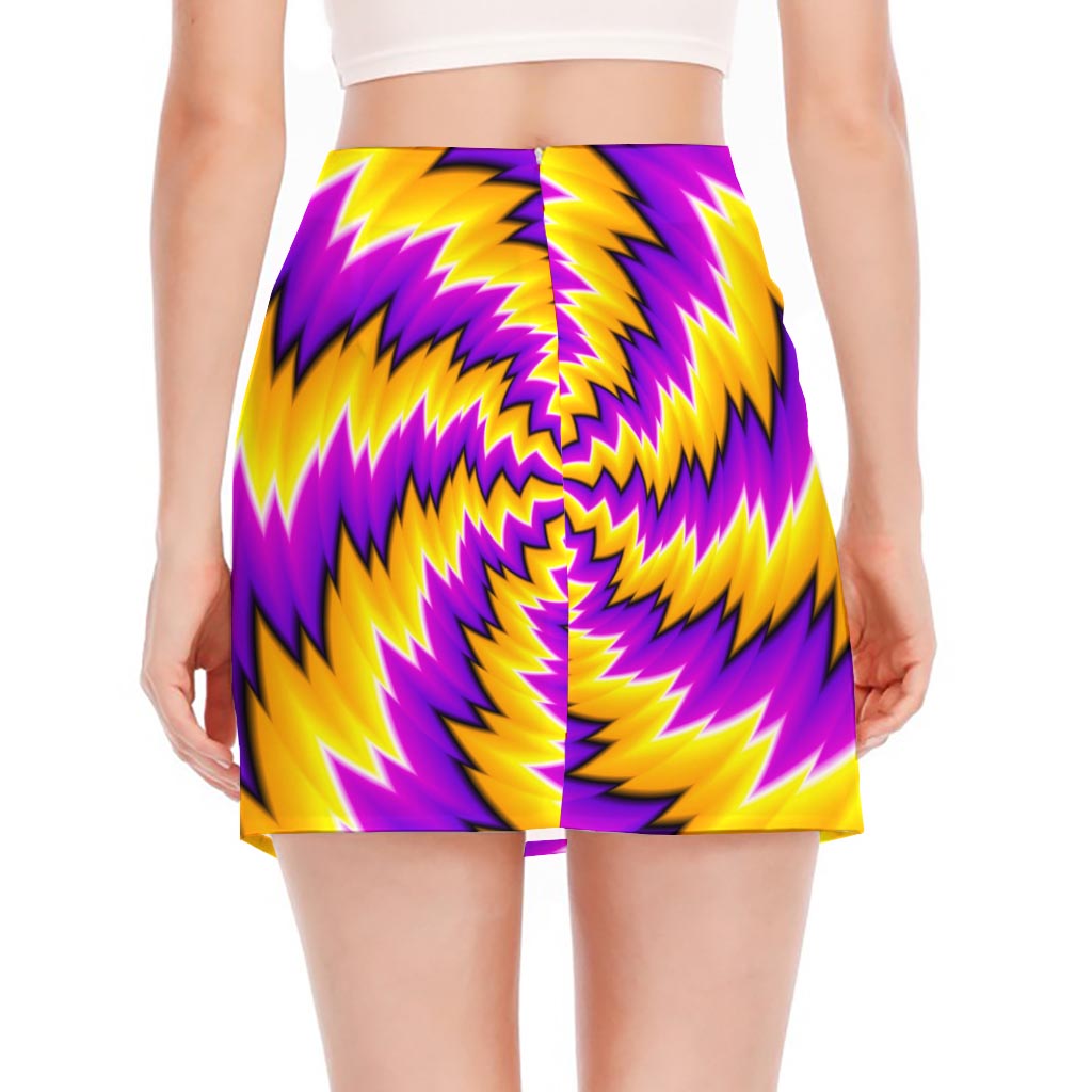 Yellow Vortex Moving Optical Illusion Side Slit Mini Skirt