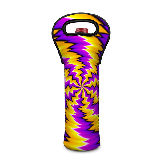 Yellow Vortex Moving Optical Illusion Single Neoprene Wine Tote