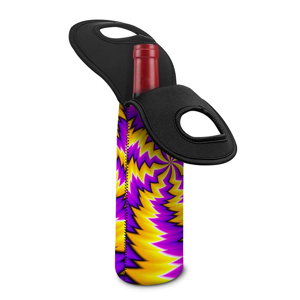 Yellow Vortex Moving Optical Illusion Single Neoprene Wine Tote