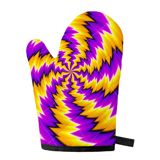 Yellow Vortex Moving Optical Illusion Single Oven Mitt