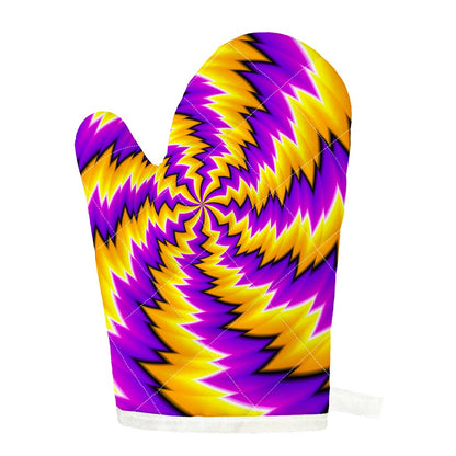 Yellow Vortex Moving Optical Illusion Single Oven Mitt