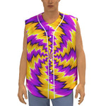 Yellow Vortex Moving Optical Illusion Sleeveless Baseball Jersey