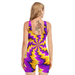 Yellow Vortex Moving Optical Illusion Sleeveless One Piece Swimsuit