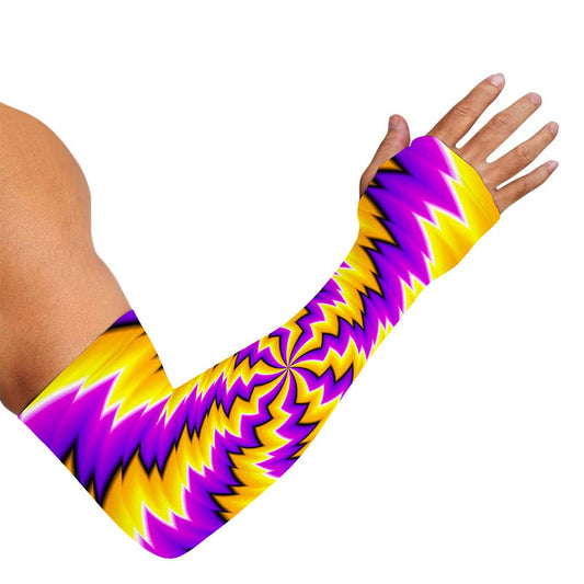 Yellow Vortex Moving Optical Illusion Sun Protection Arm Sleeves