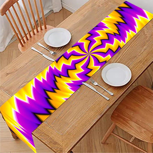 Yellow Vortex Moving Optical Illusion Table Runner
