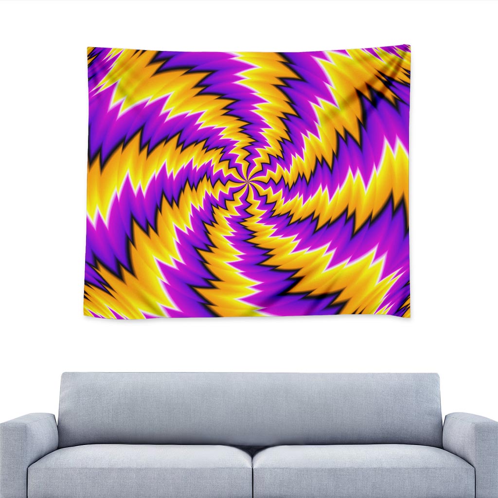 Yellow Vortex Moving Optical Illusion Tapestry