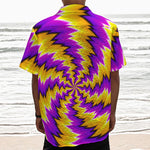Yellow Vortex Moving Optical Illusion Textured Short Sleeve Shirt