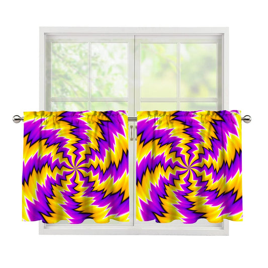 Yellow Vortex Moving Optical Illusion Tier Curtains