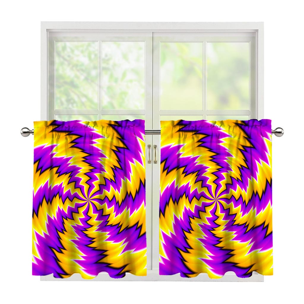 Yellow Vortex Moving Optical Illusion Tier Curtains