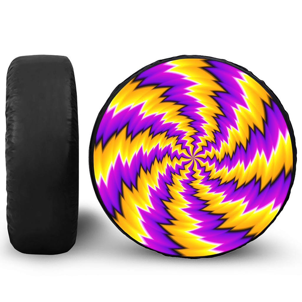 Yellow Vortex Moving Optical Illusion Tire Cover