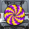 Yellow Vortex Moving Optical Illusion Tire Cover With Camera Hole