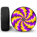 Yellow Vortex Moving Optical Illusion Tire Cover With Camera Hole