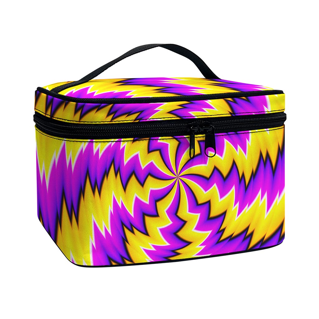 Yellow Vortex Moving Optical Illusion Travel Makeup Bag