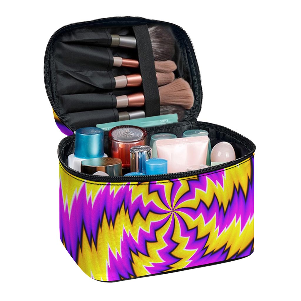 Yellow Vortex Moving Optical Illusion Travel Makeup Bag